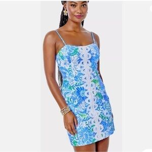 NWT! Lilly Pulitzer Shelli Stretch Dress in Frenchie Blue Suns Out Buns Out